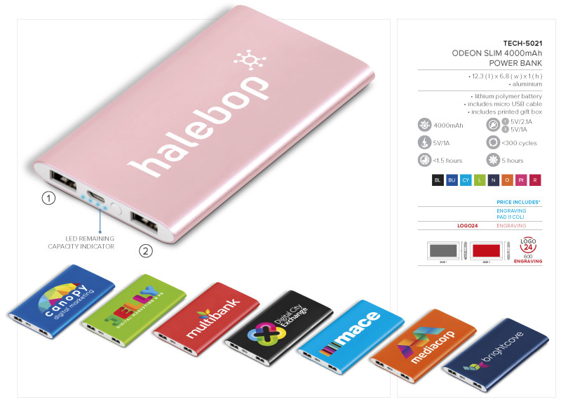 Odeon Slim Power Bank - 4,000mAh