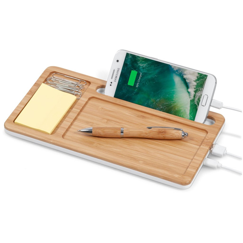 Okiyo Musen Bamboo Wireless Charger Desk Organiser