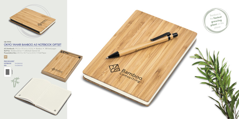 Okiyo Yahari Bamboo Notebook & Pen Set