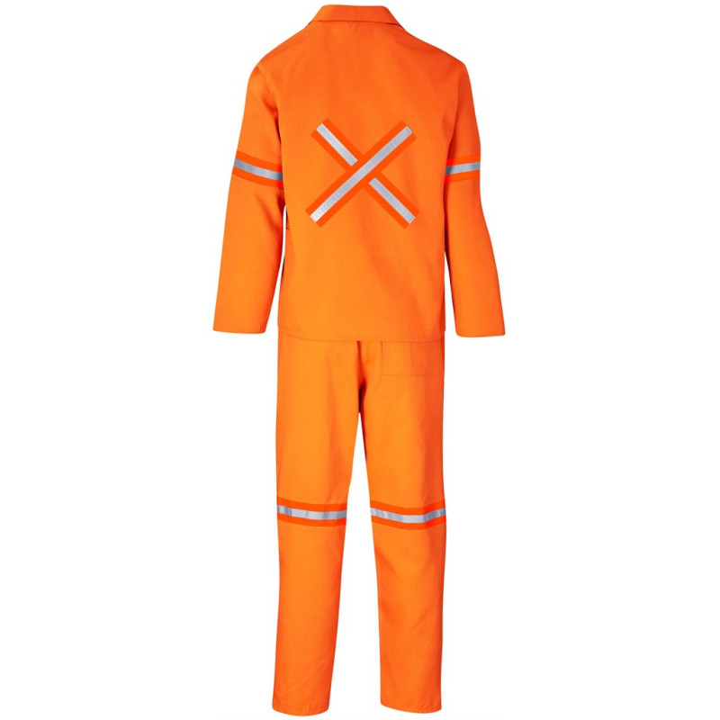 Trade Polycotton Conti - Suit Reflective Arms, Legs & Back - Orange Tape
