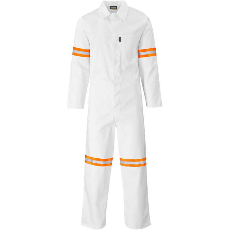 Safety Polycotton Boiler Suit - Reflective Arms Legs & Back - Orange Tape