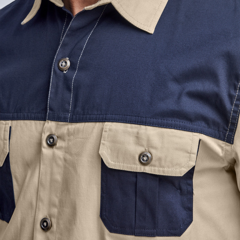 Mens Short Sleeve Serengeti 2-Tone Bush Shirt