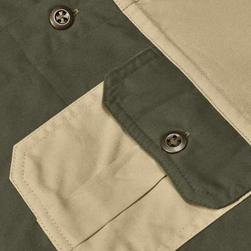 Mens Short Sleeve Serengeti 2-Tone Bush Shirt