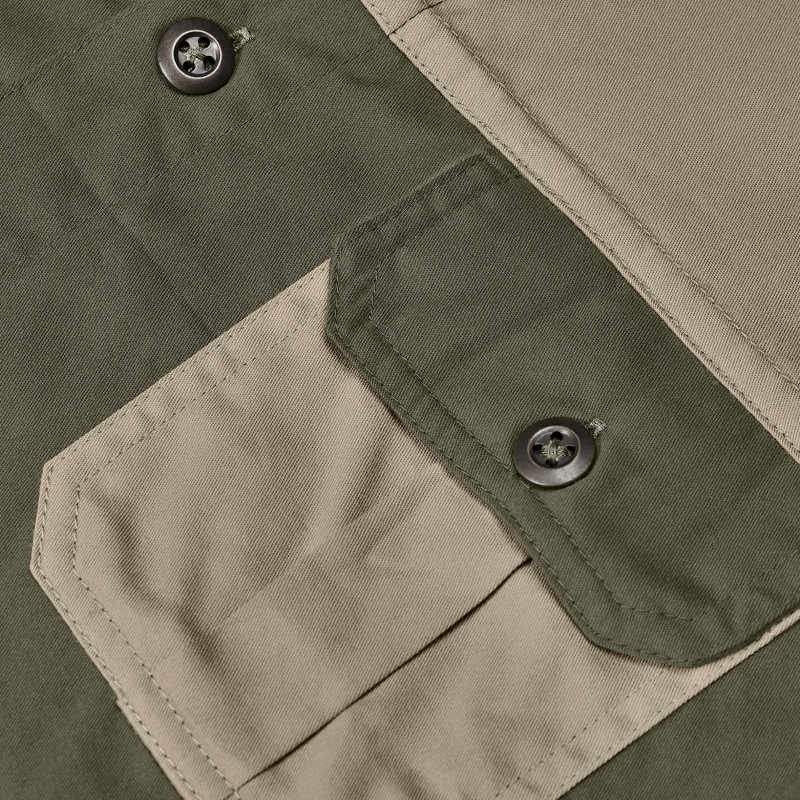 Mens Short Sleeve Serengeti 2-Tone Bush Shirt