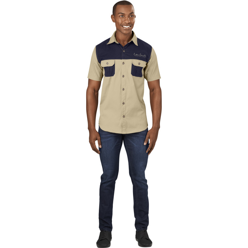 Mens Short Sleeve Serengeti 2-Tone Bush Shirt