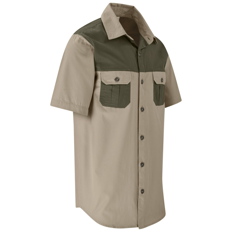 Mens Short Sleeve Serengeti 2-Tone Bush Shirt