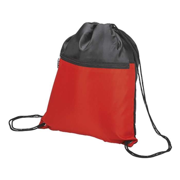 Drawstring Sport Bag with Zip Pocket 210D