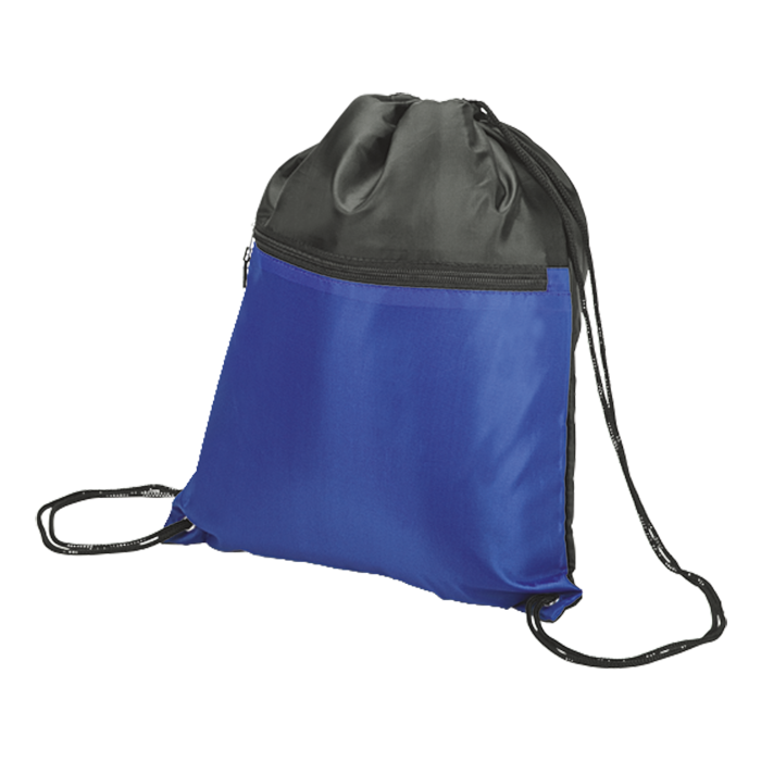 Drawstring Sport Bag with Zip Pocket 210D